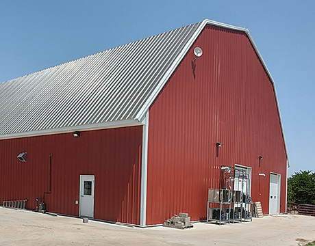 Metal building dairy parlor - gambrel roof