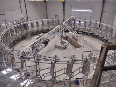 Dairy parlor interior - metal building