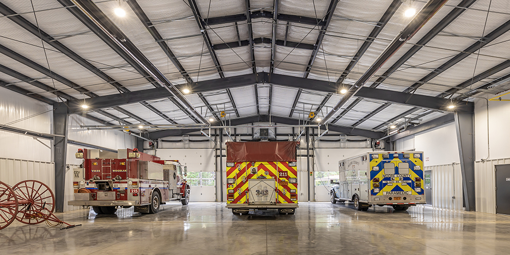 Fire station metal building